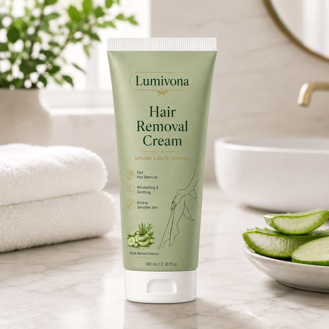Lumivona™ Natural Gentle Hair Removal Cream | For Women & Men, Sensitive Skin